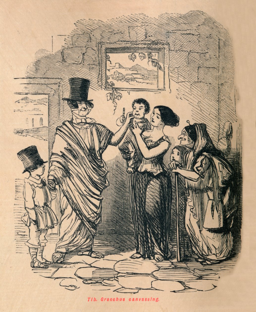 Tib Gracchus canvassing, 1852 by John Leech