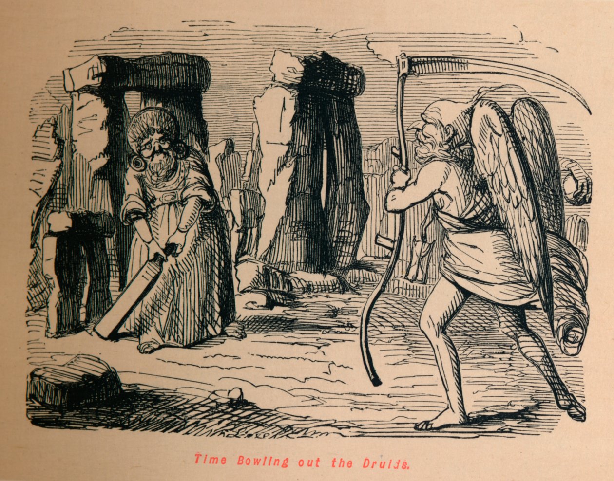 Time Bowling Out the Druids, c1860 by John Leech