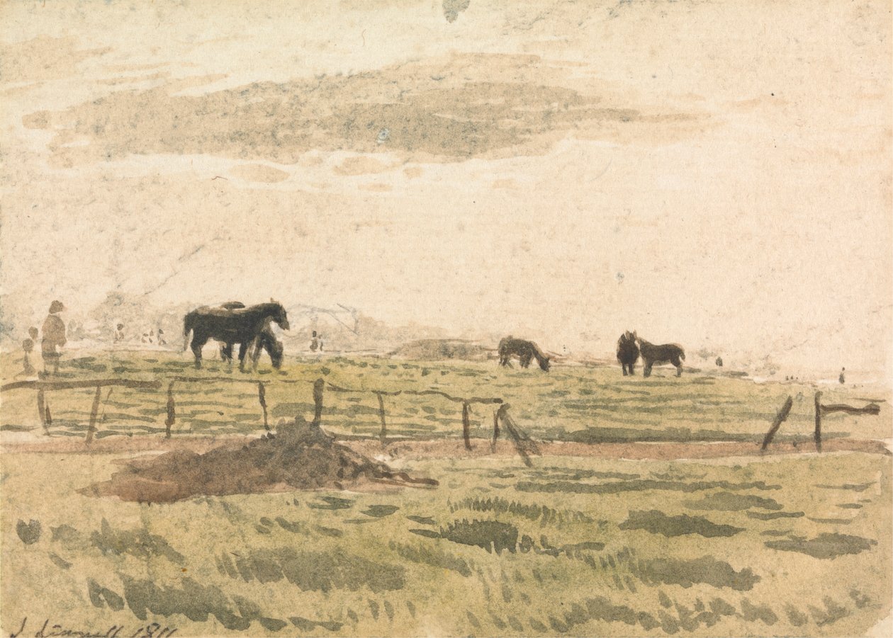 Horses in a Paddock by John Linnell