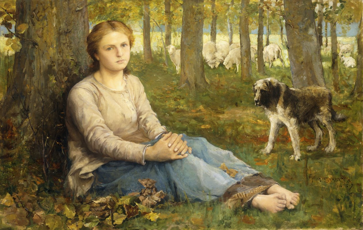 A Shepherdess and her Flock by John Macallan Swan