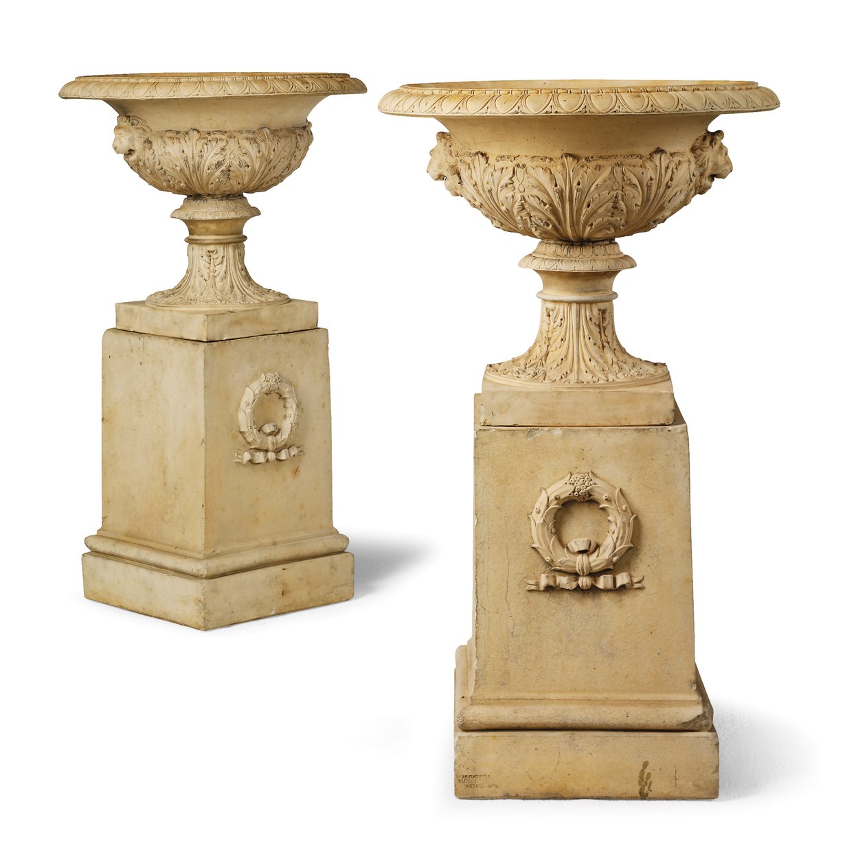 Pair of Urns and Pedestals by John Marriott Blashfield