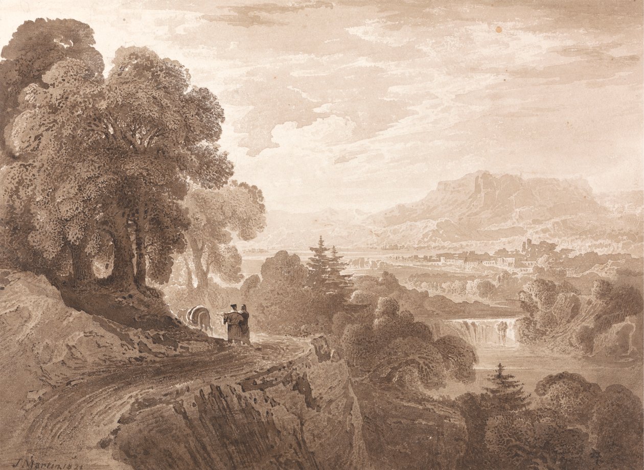 Travelers on a Road above a River by John Martin
