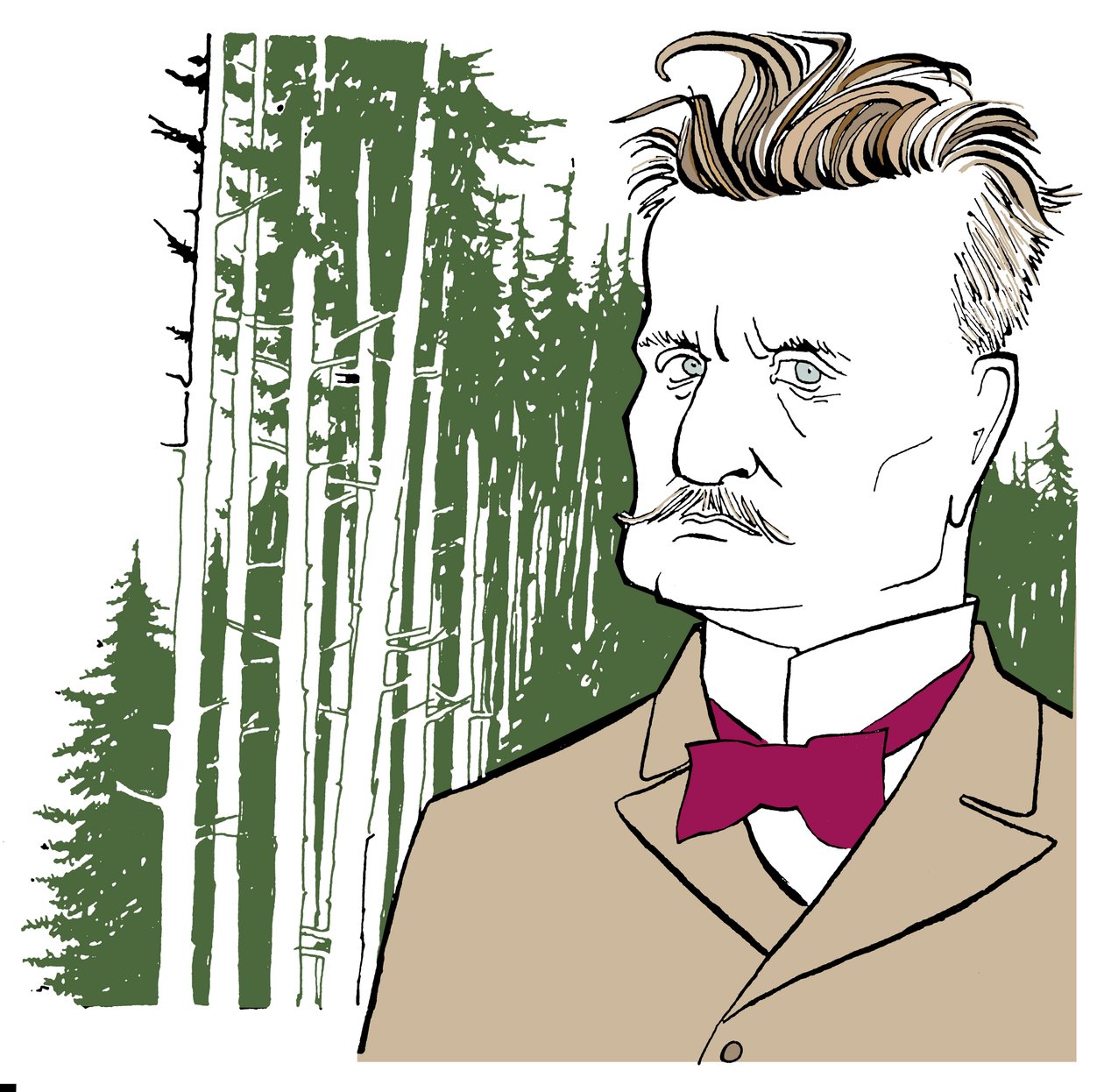 Jean Sibelius against background of Finnish woods by John Minnion