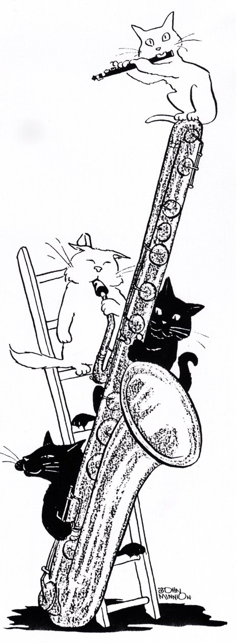 Saxophone and flute (drawing) by John Minnion