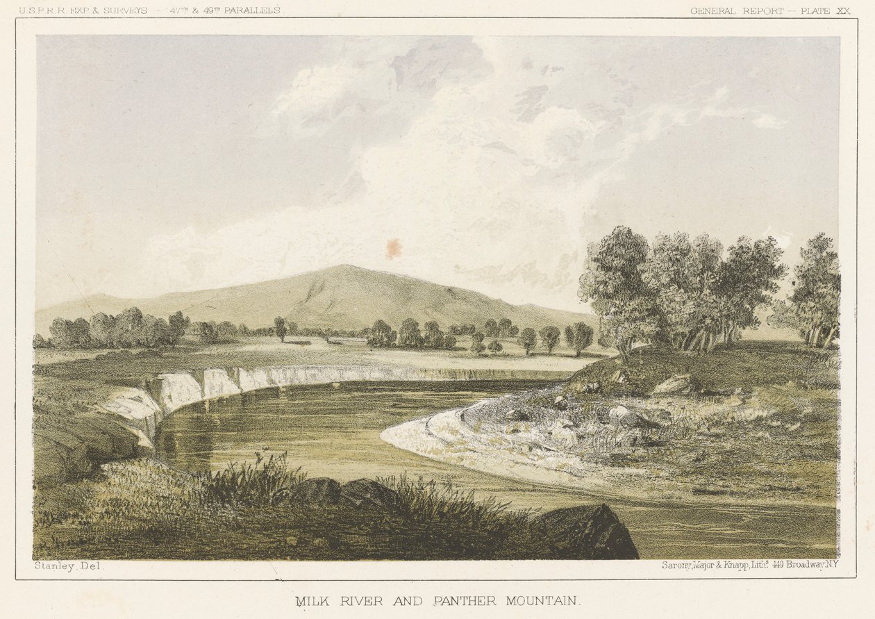 Milk River and Panther Mountain by John Mix Stanley