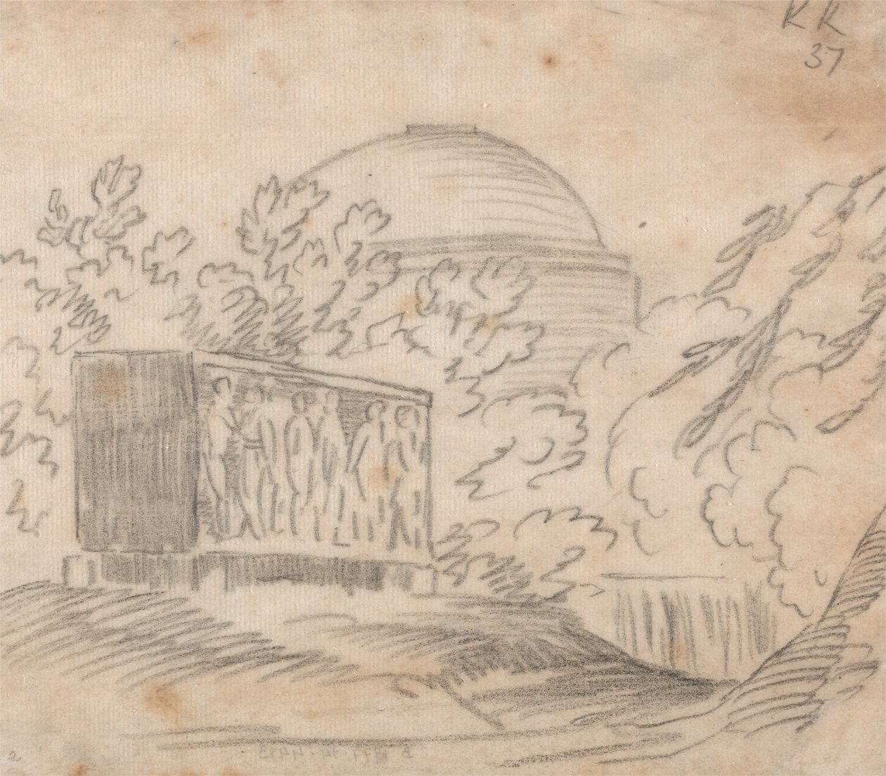 A Sarcophagus Behind a Domed Building by John Robert Cozens