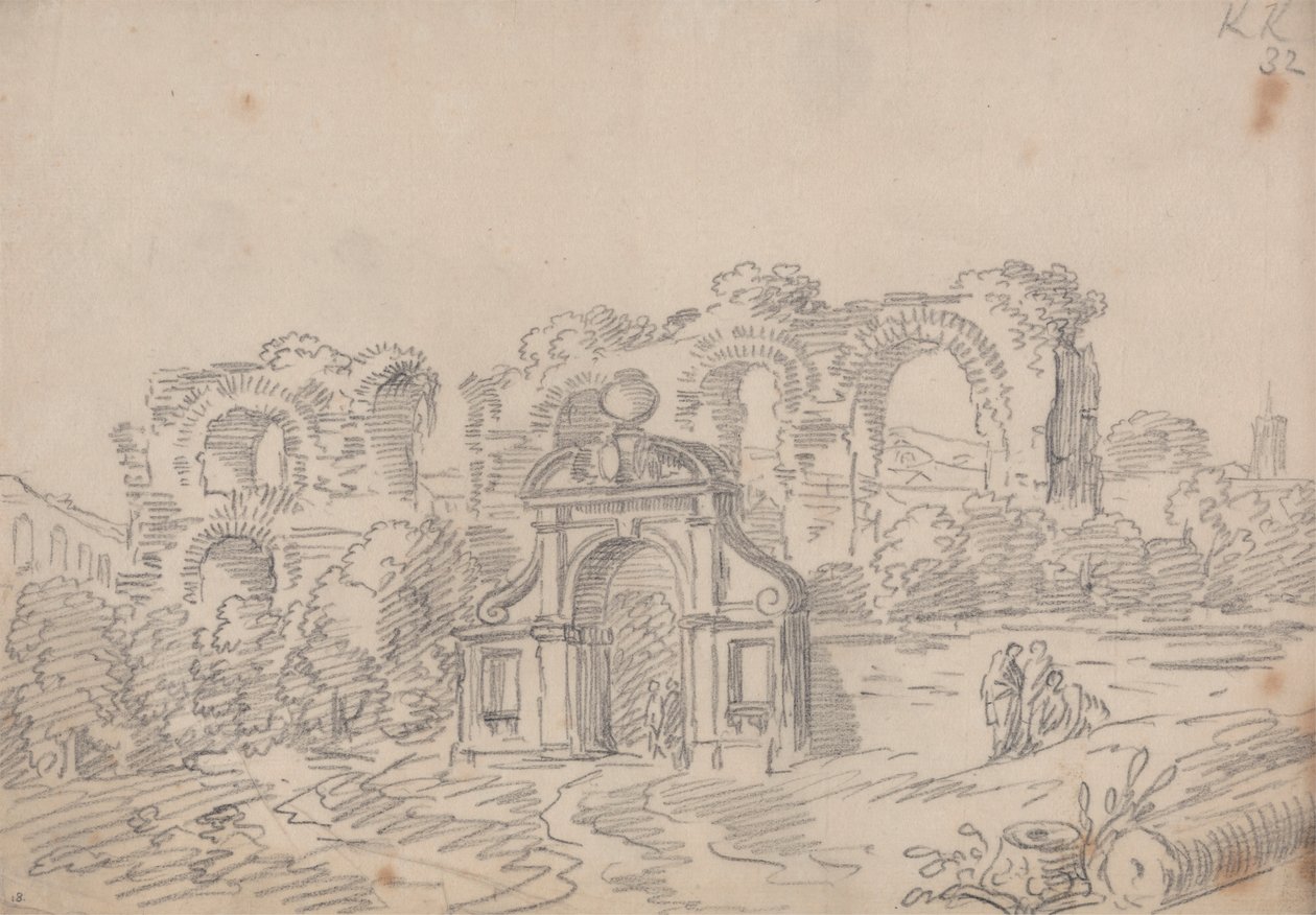 Baroque Arch and Roman Aqueduct Ruins by John Robert Cozens