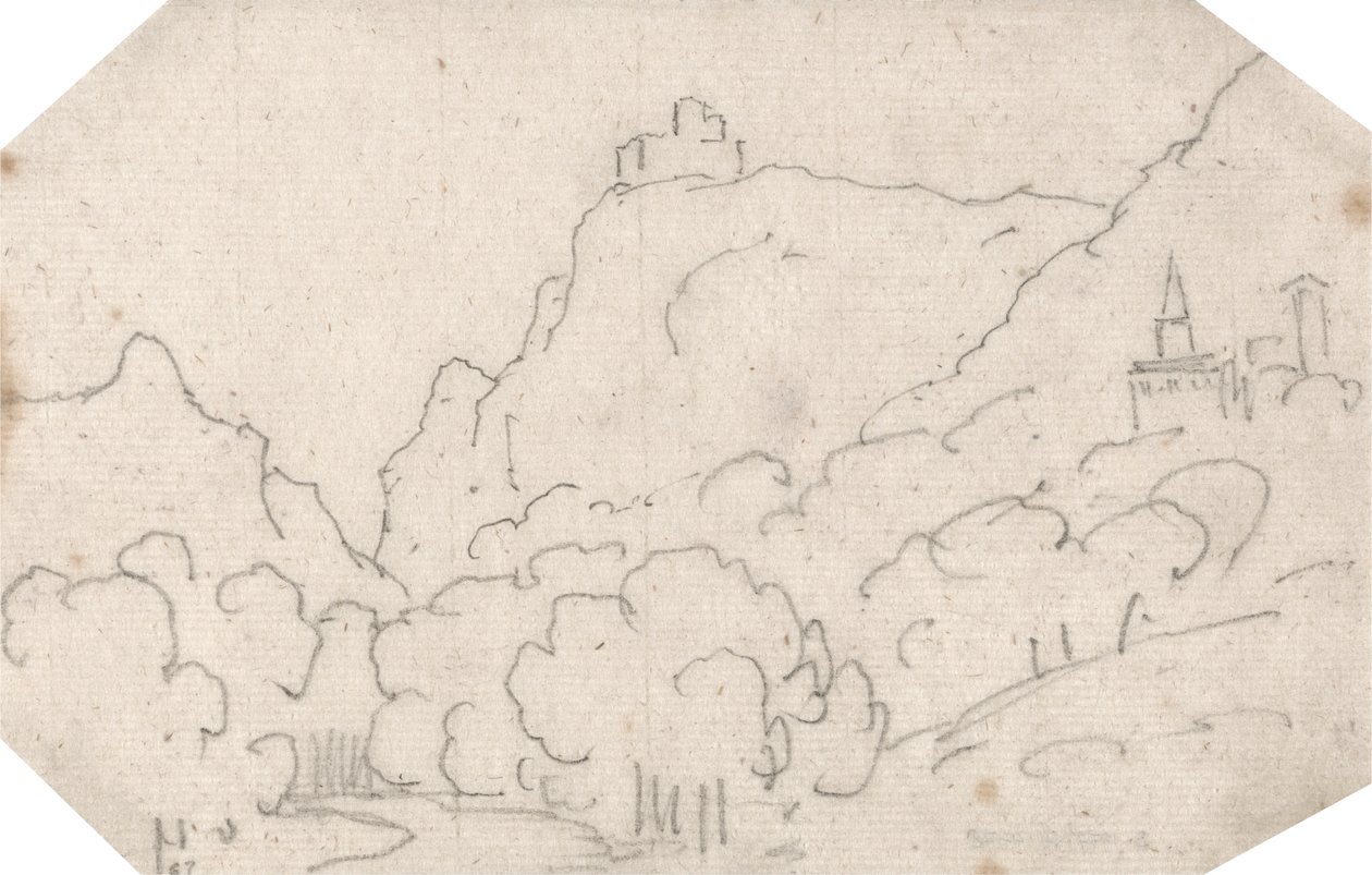 Mountain View with Buildings by John Robert Cozens