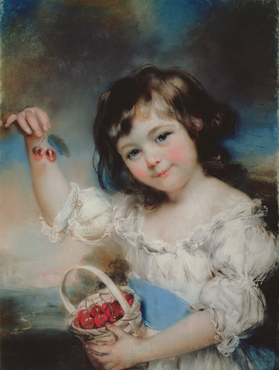 Little Girl with Cherries by John Russell