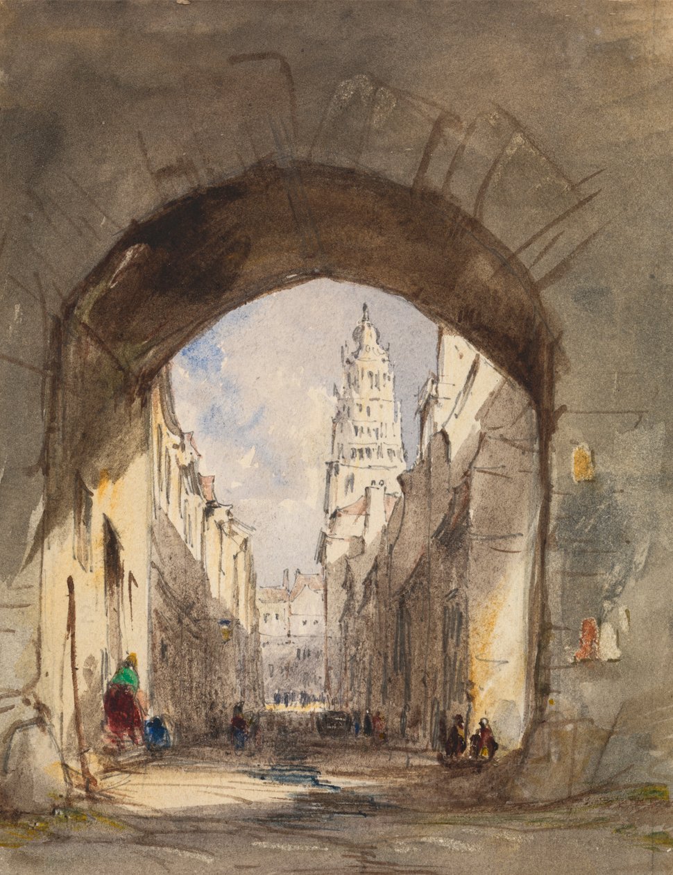 Street Scene in Calais by John Scarlett Davis
