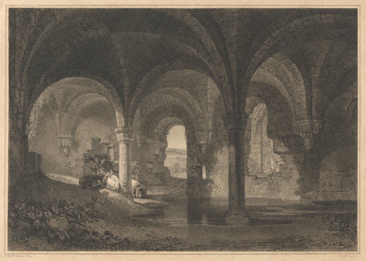 Crypt in Kirkstall Abbey, Yorkshire by John Scott