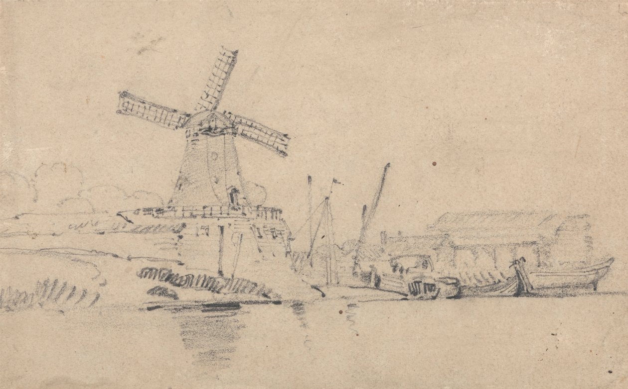River and Windmill by John Sell Cotman