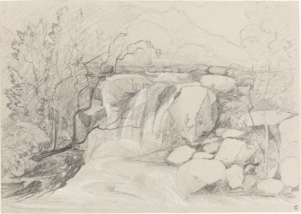 Waterfall with Rocks by John Sell Cotman