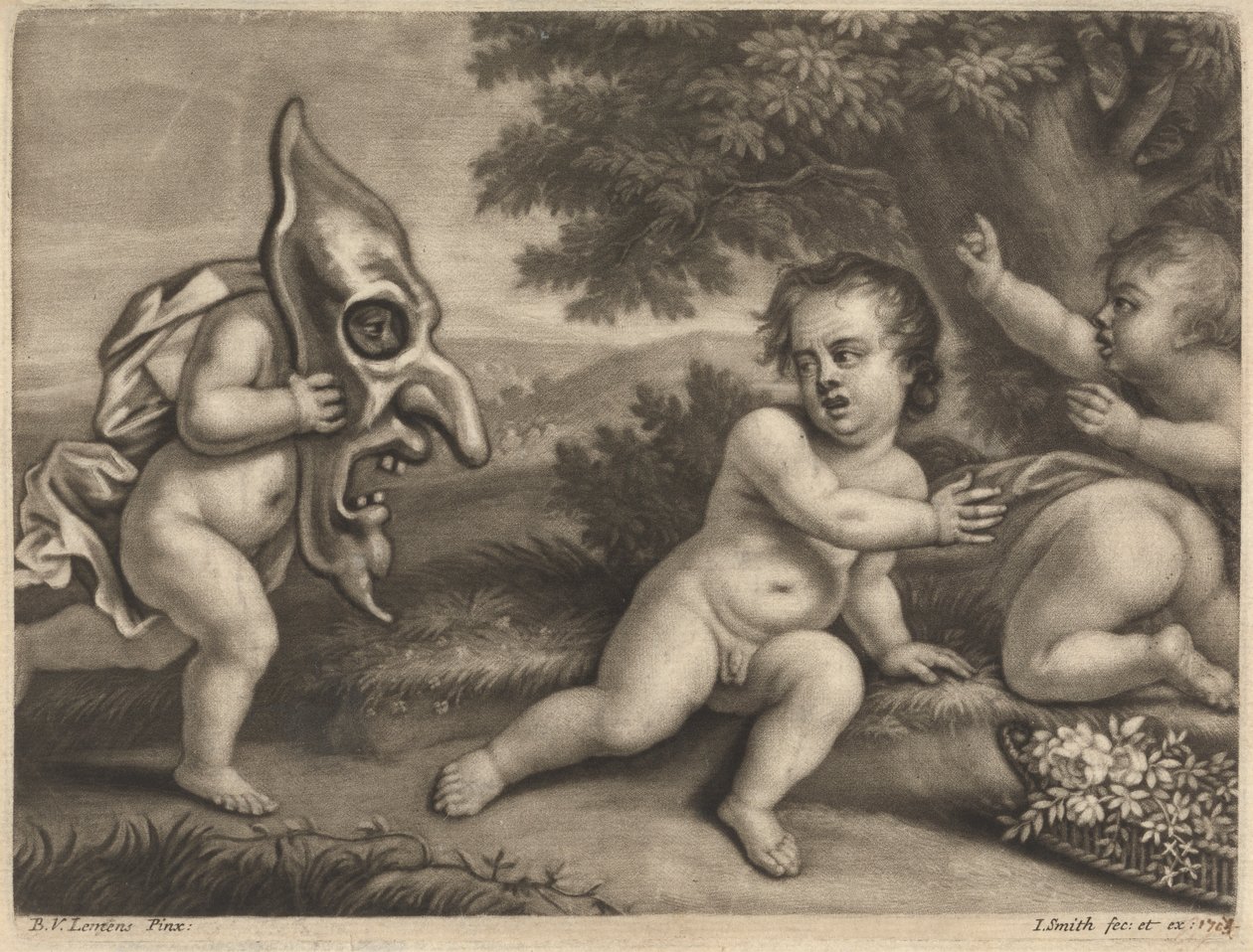 Children Playing with a Mask by John Smith