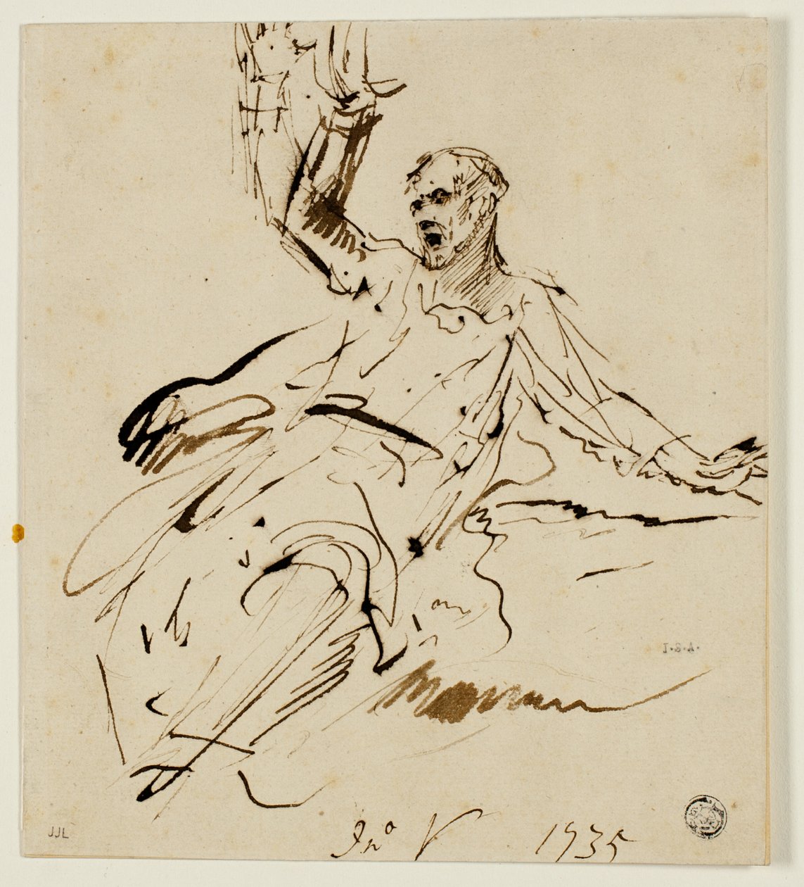 Seated Male Figure with Raised Arm by John Vanderbank