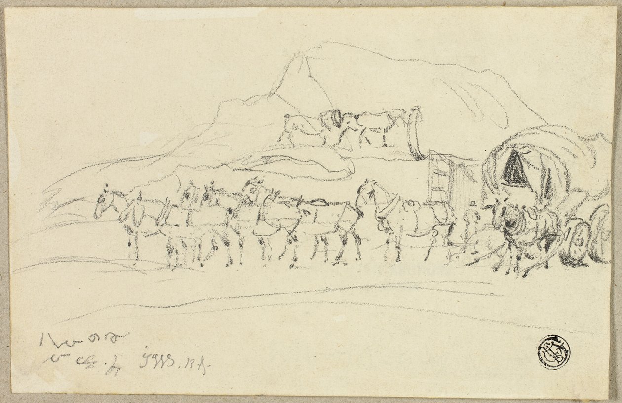 Wagon with Eight Horses Being Hitched by John Ward