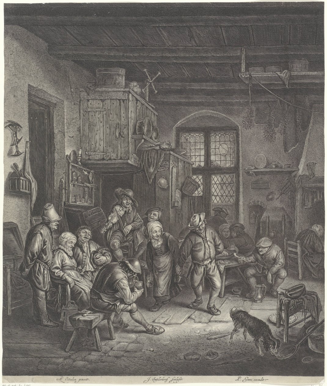 Peasant Interior with Dancing Couple by Jonas Suyderhoef