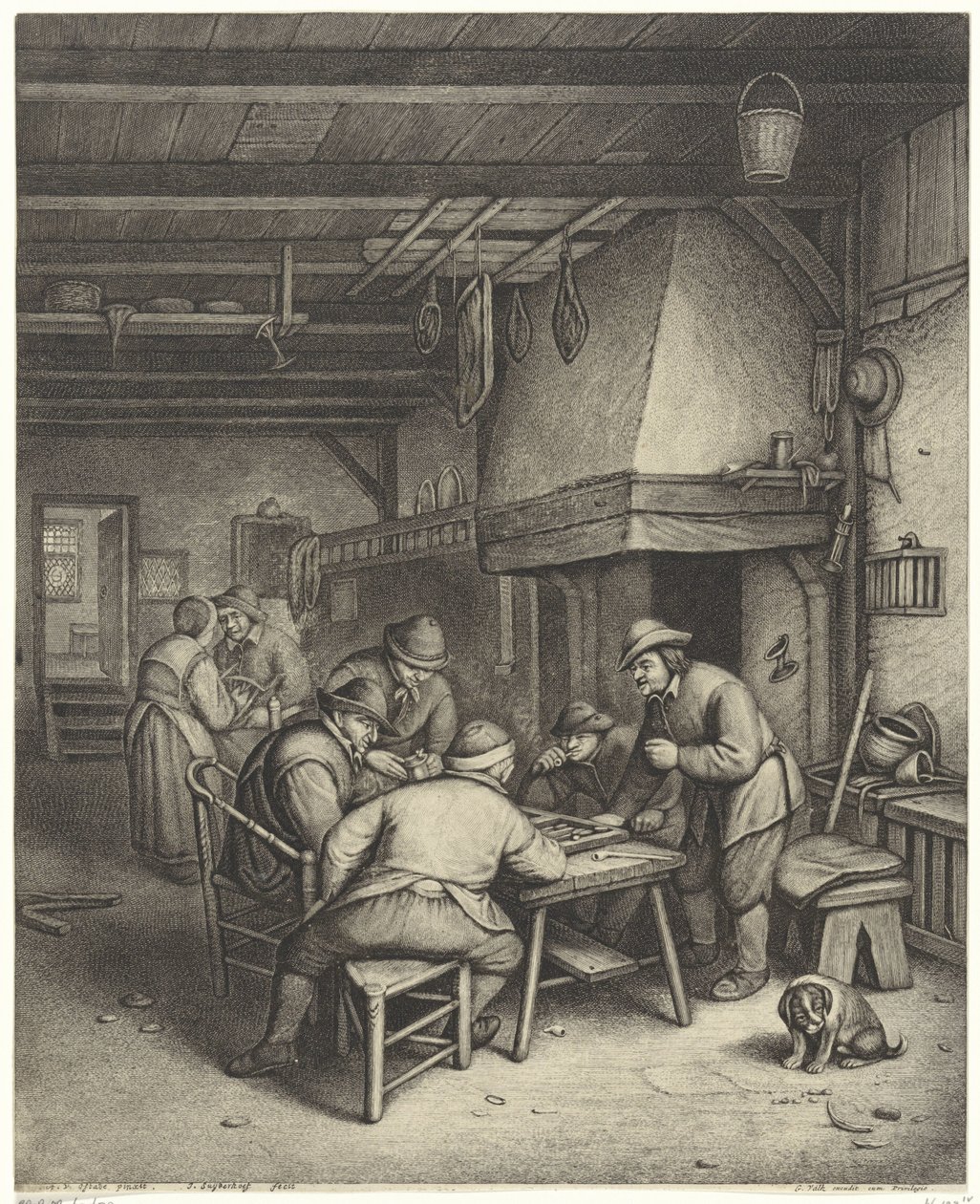 Peasant Interior with Tric-Trac Players by Jonas Suyderhoef