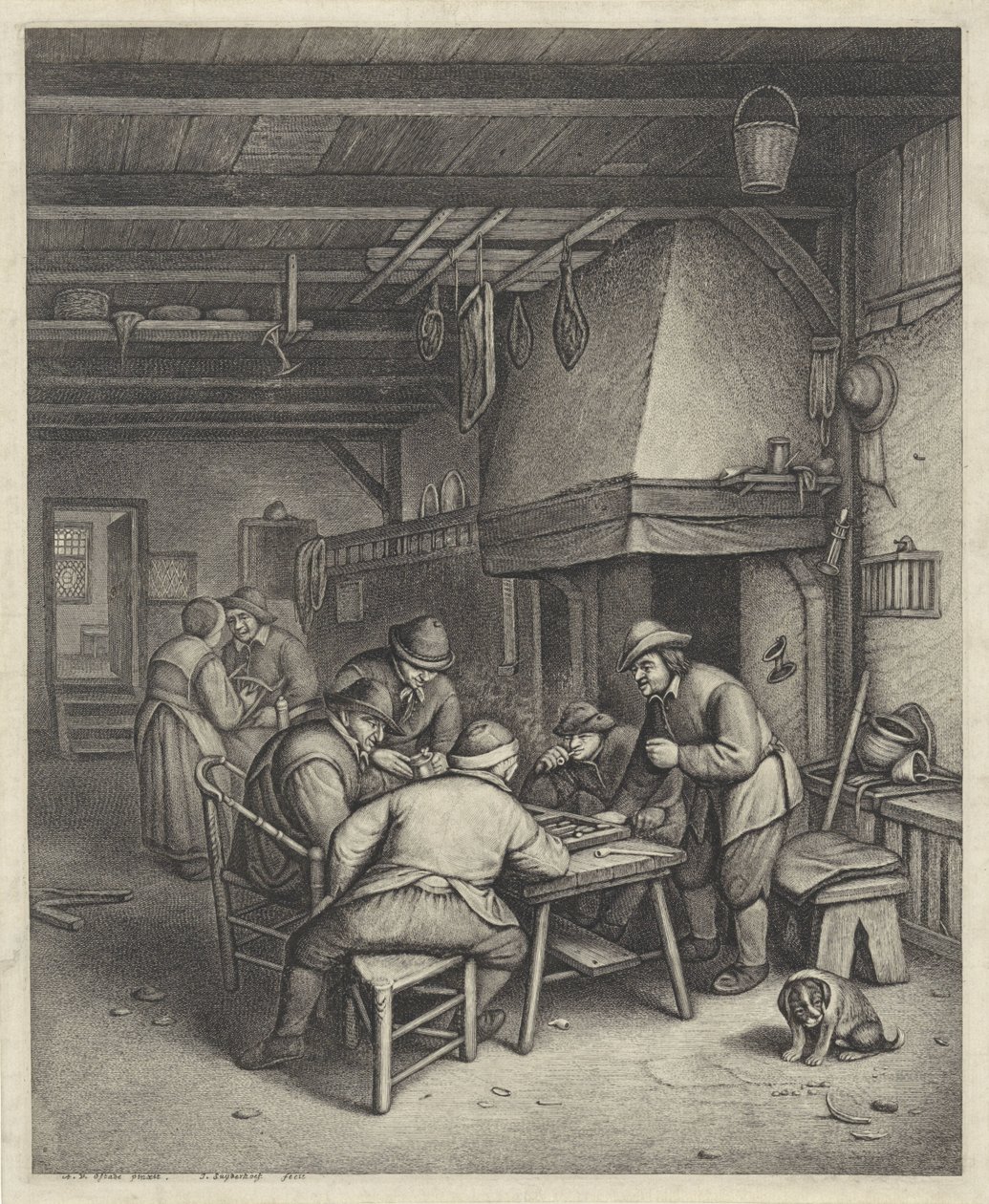 Peasant Interior with Tric-Trac Players by Jonas Suyderhoef
