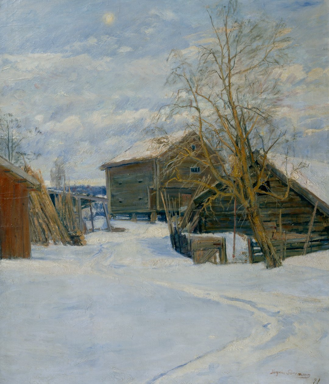 House in a Winter Landscape by Jorgen Sorensen