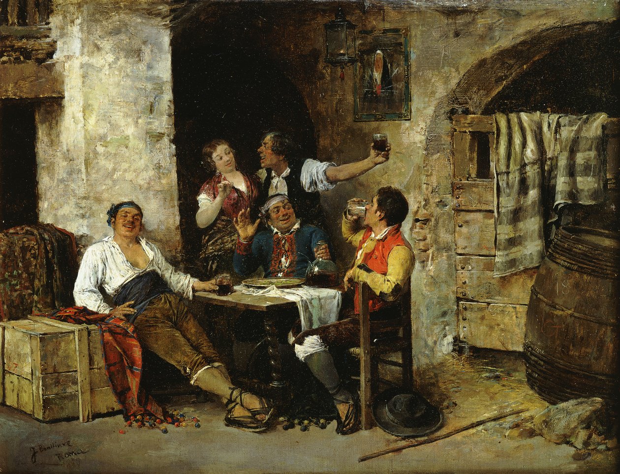 In the Tavern by Jose Benlliure y Gil