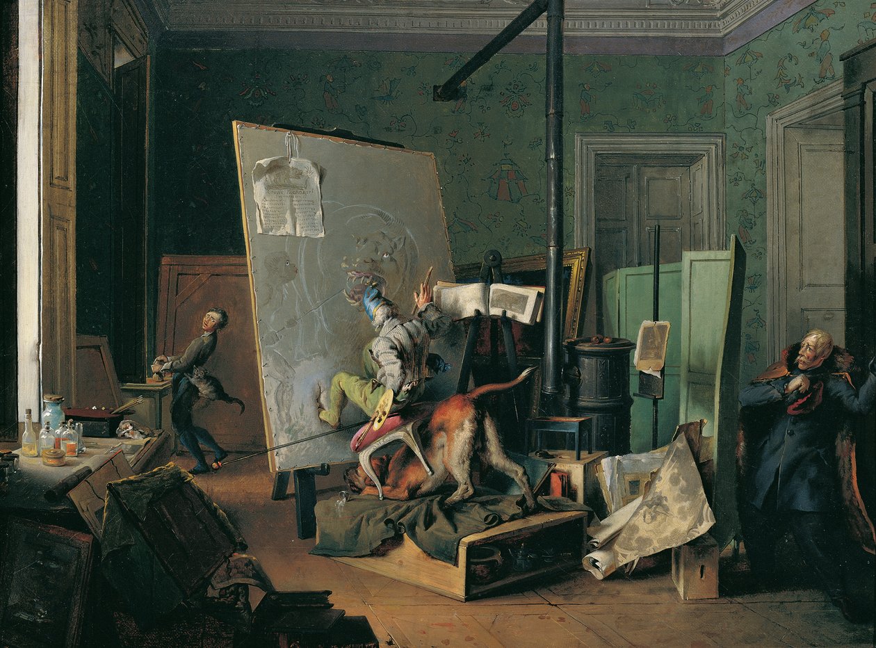 Comic Scene in the Studio by Josef Danhauser