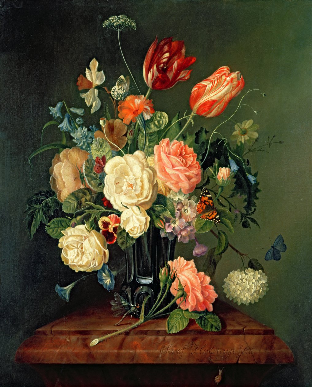Still Life with Mixed Flowers by Josef Holstayn