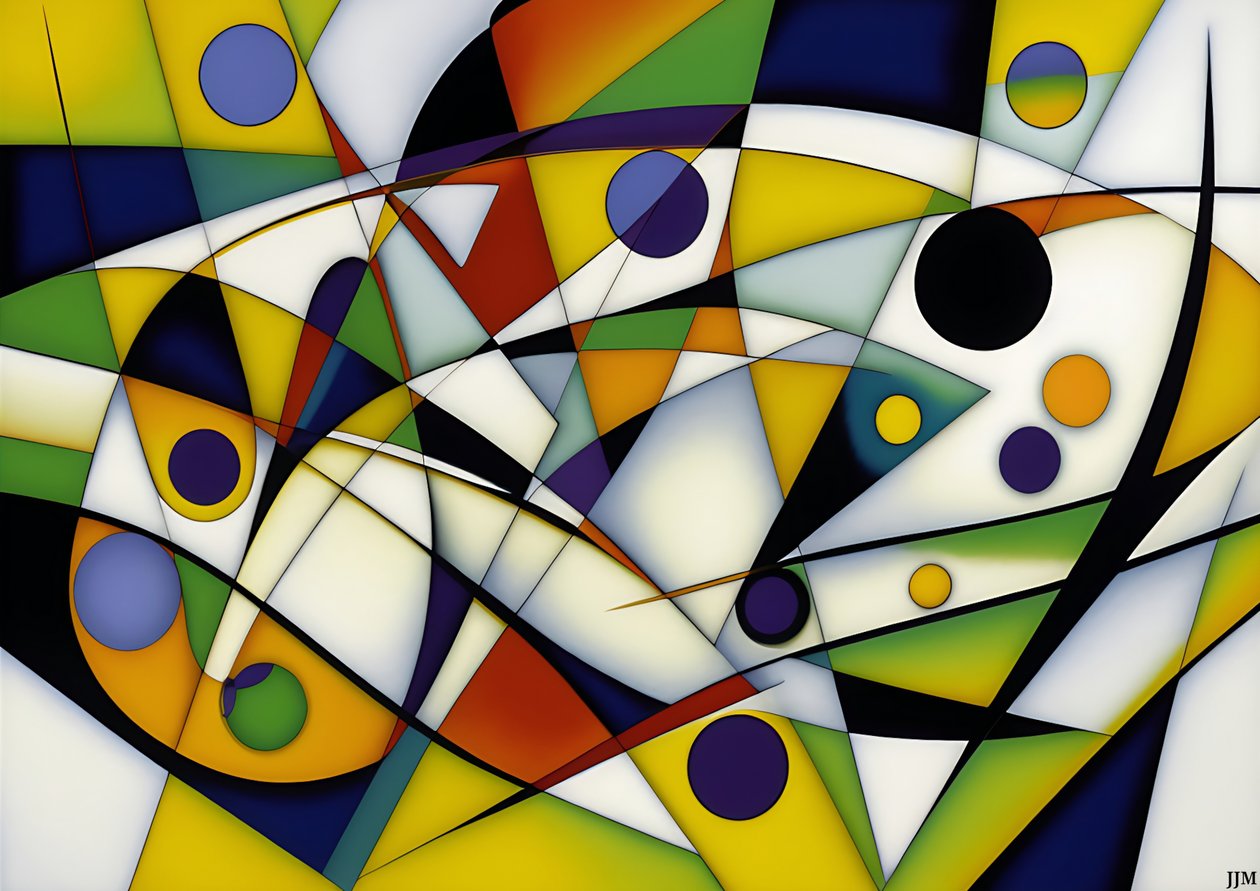 Abstract: On White-Circles+Swings 5 by Josef Johann Michel