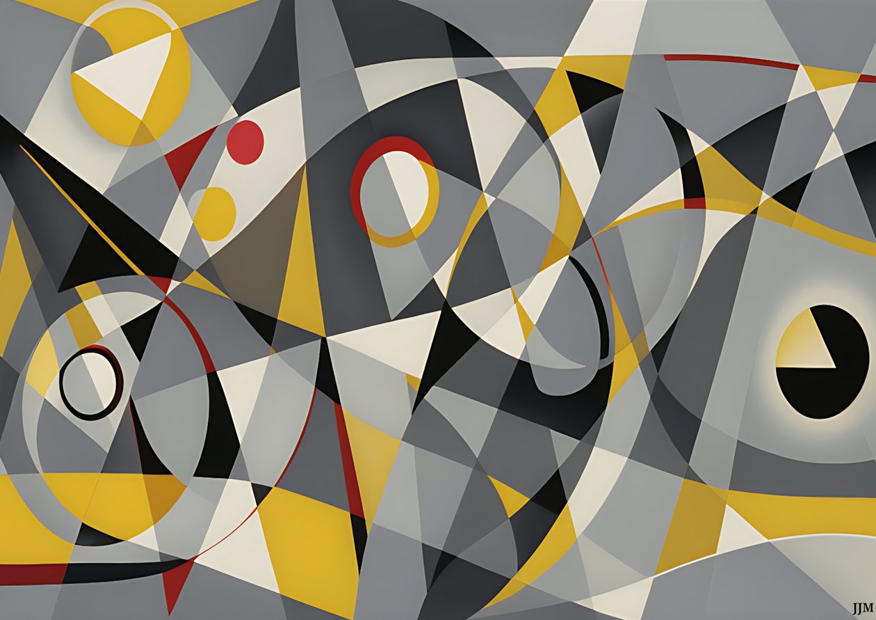 Abstract: Silver-Yellow Circles 2 by Josef Johann Michel