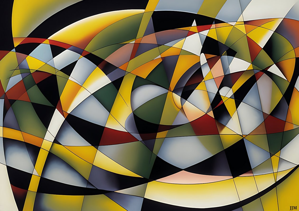 Abstract: Silver-Yellow Curve 6 by Josef Johann Michel