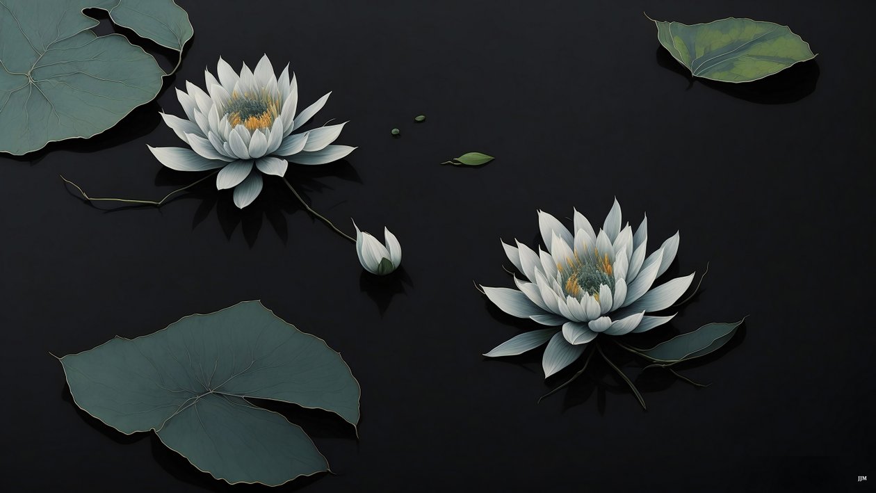 Waterlily Black 03 by Josef Johann Michel