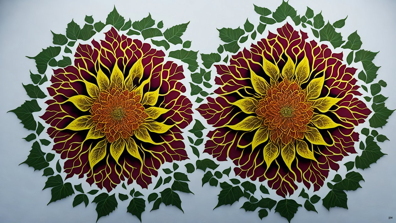 Mandala: Hibiscus-Flower Elements 02 by Josef Johann Michel