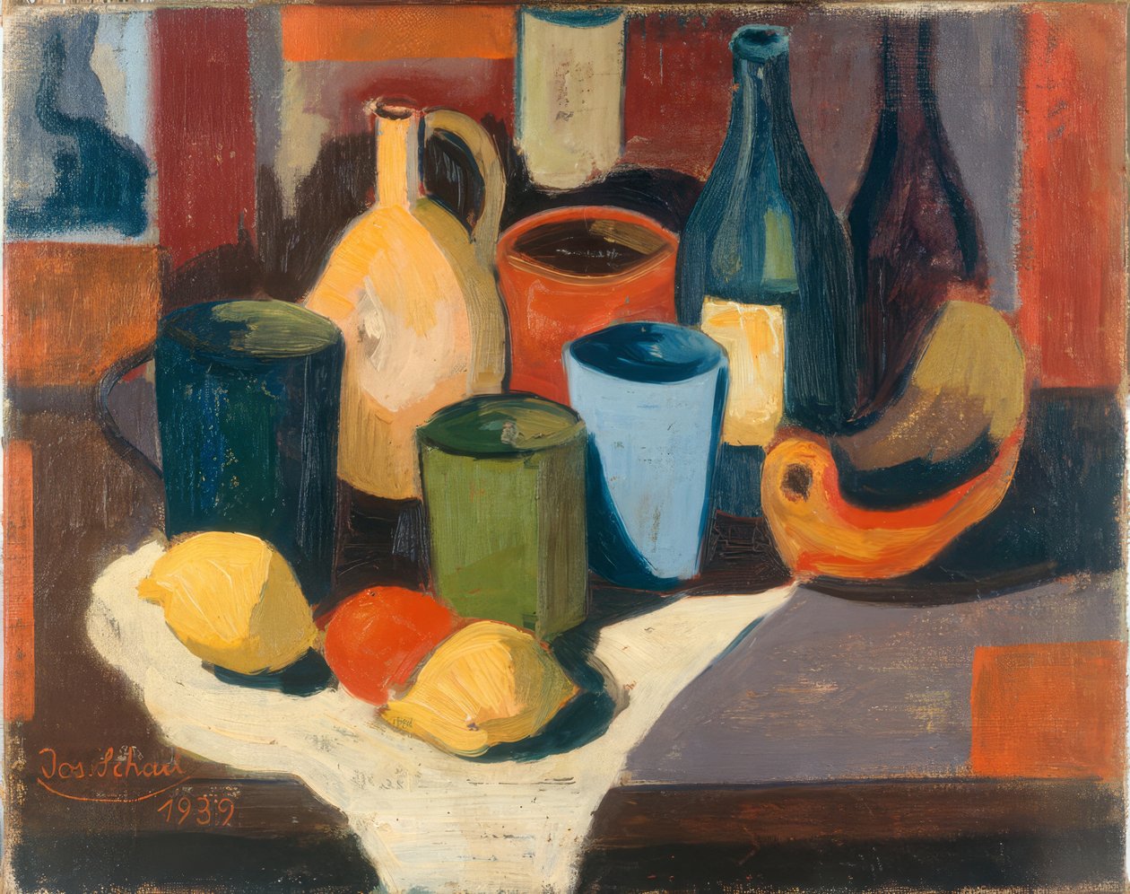 Still Life with Jugs and Fruit by Josef Scharl