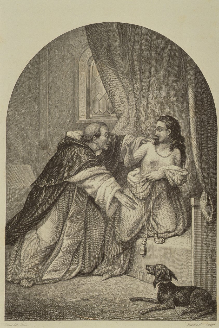A Monk Seducing a Woman in the 14th Century by Joseph Guillaume Bourdet