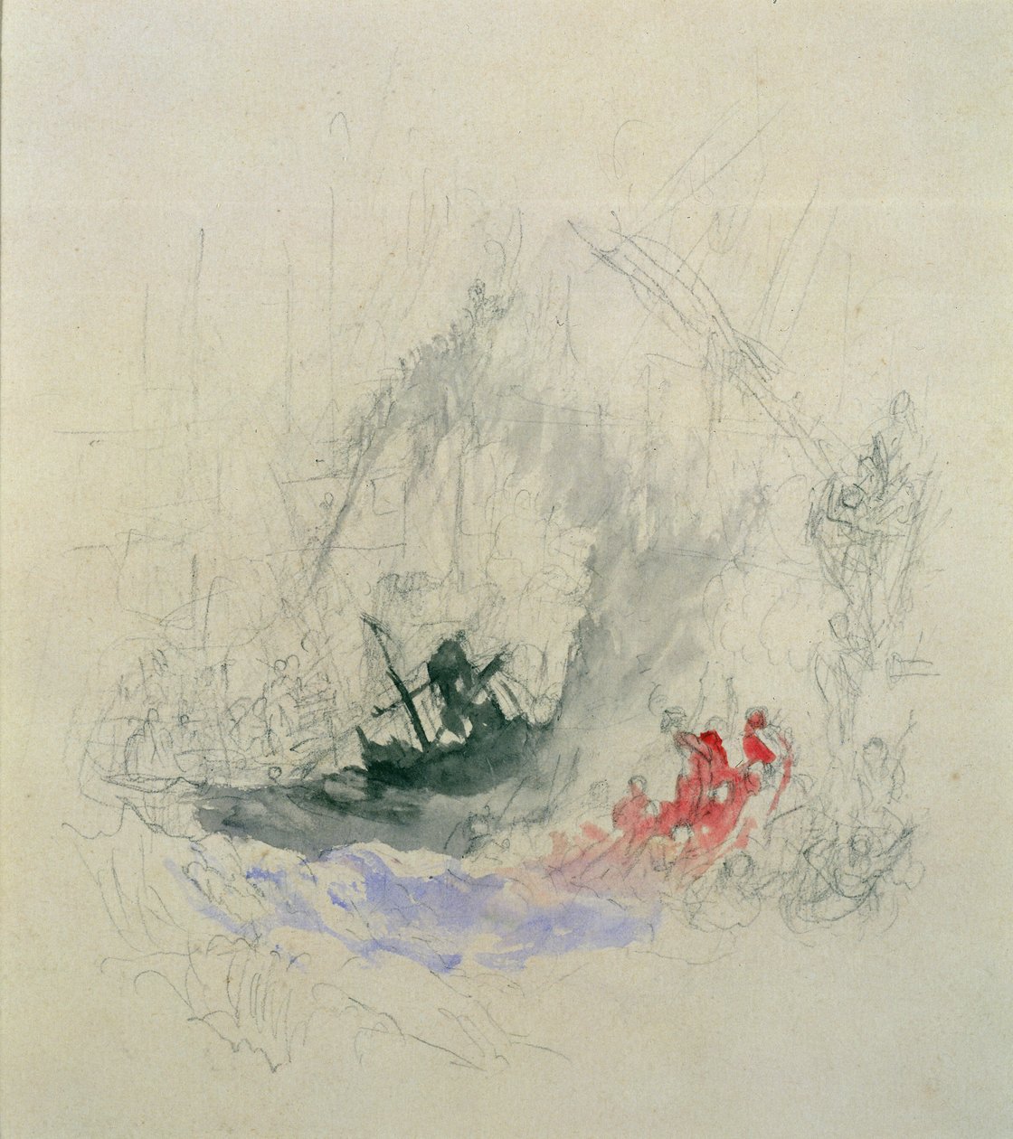 Fire at Sea, a design for a vignette, 1835 by Joseph Mallord William Turner
