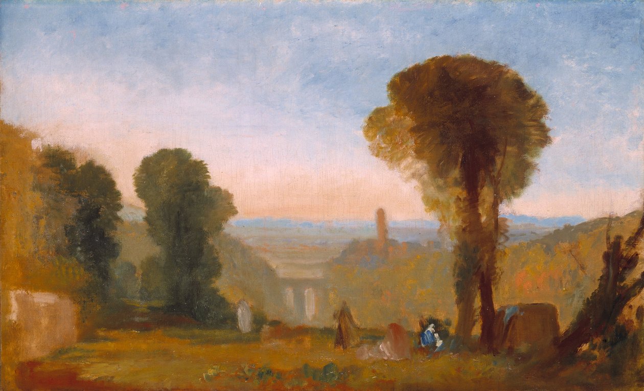 Italian Landscape with Bridge and Tower by Joseph Mallord William Turner