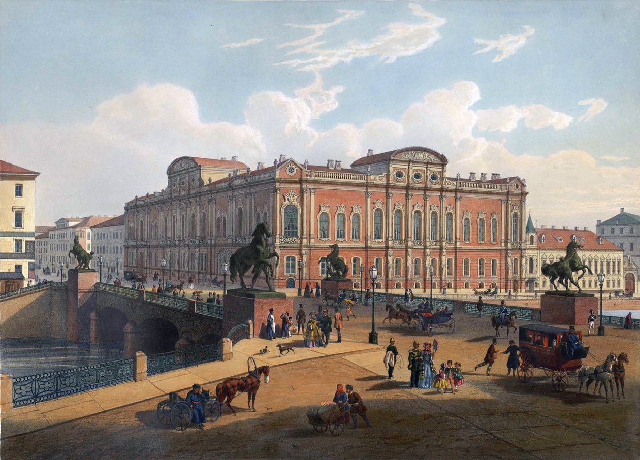 Palace and Anichkov Bridge St. Petersburg by Joseph Maria Charlemagne Baudet
