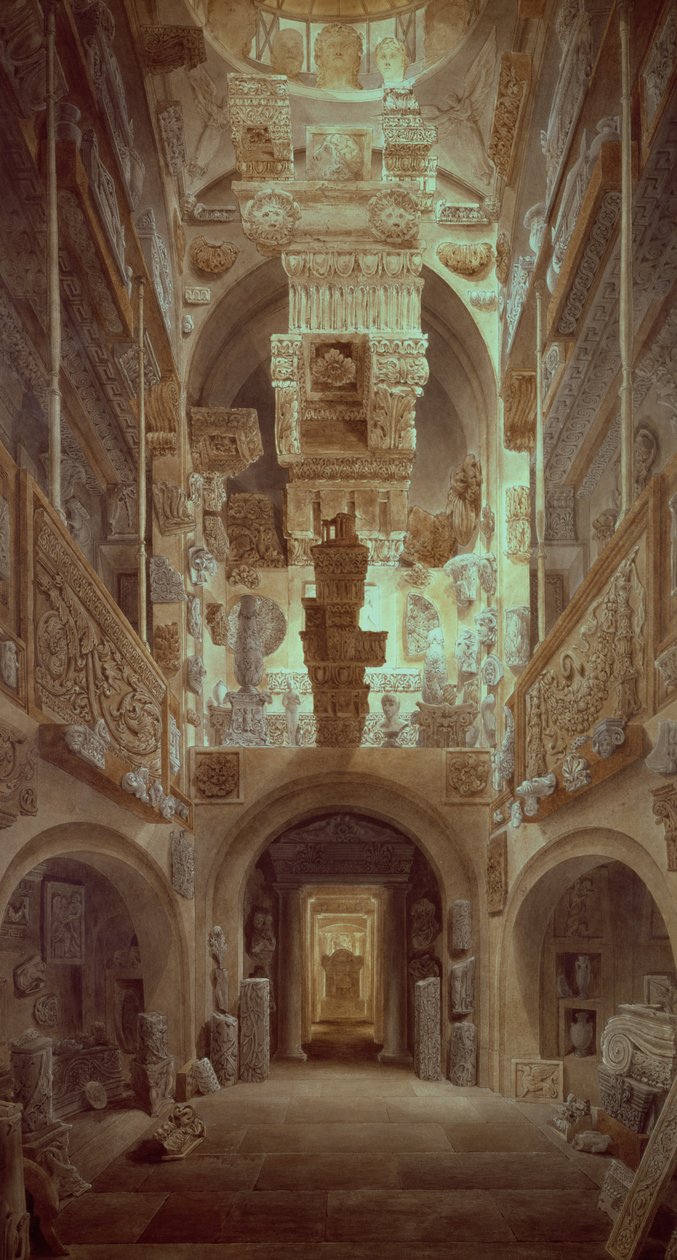 Interior of Soane Museum by Joseph Michael Gandy