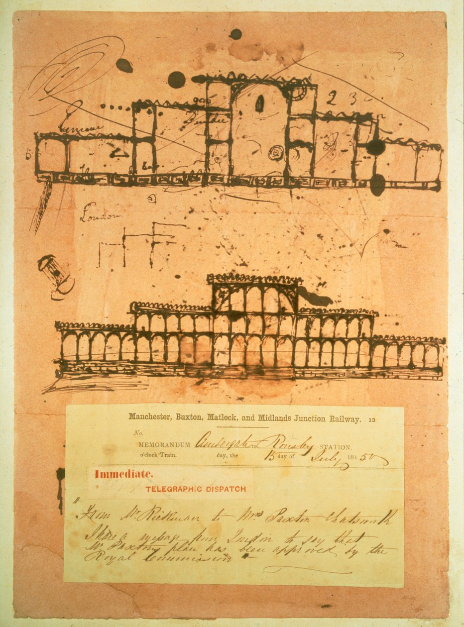 Sketch for the Crystal Palace, built for the Great Exhibition of 1851 by Joseph Paxton