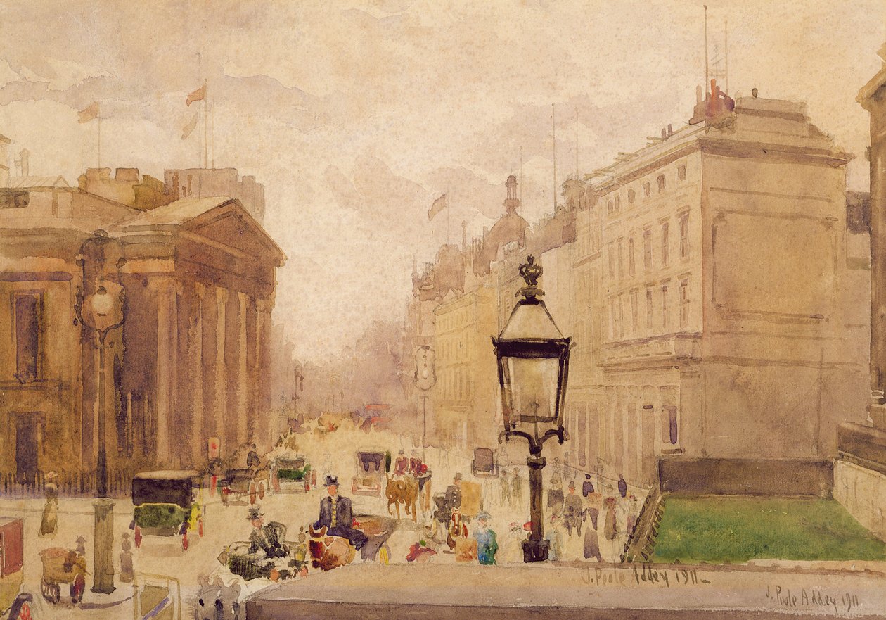 Pall Mall from the National Gallery, with a view of the Royal College of Physicians by Joseph Poole Addey