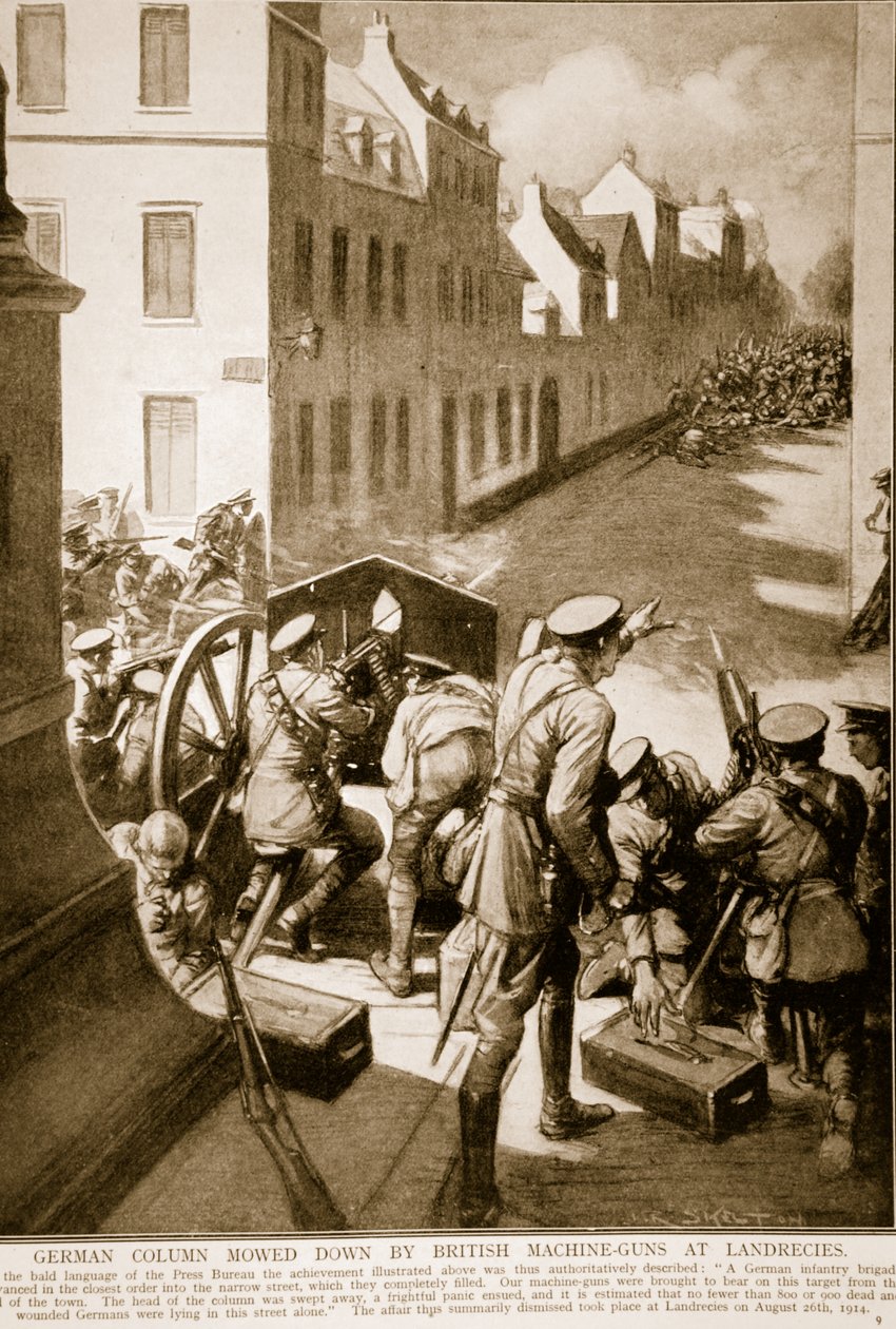 German column mowed down by British Machine-Guns at Landrecies by Joseph Ratcliffe Skelton