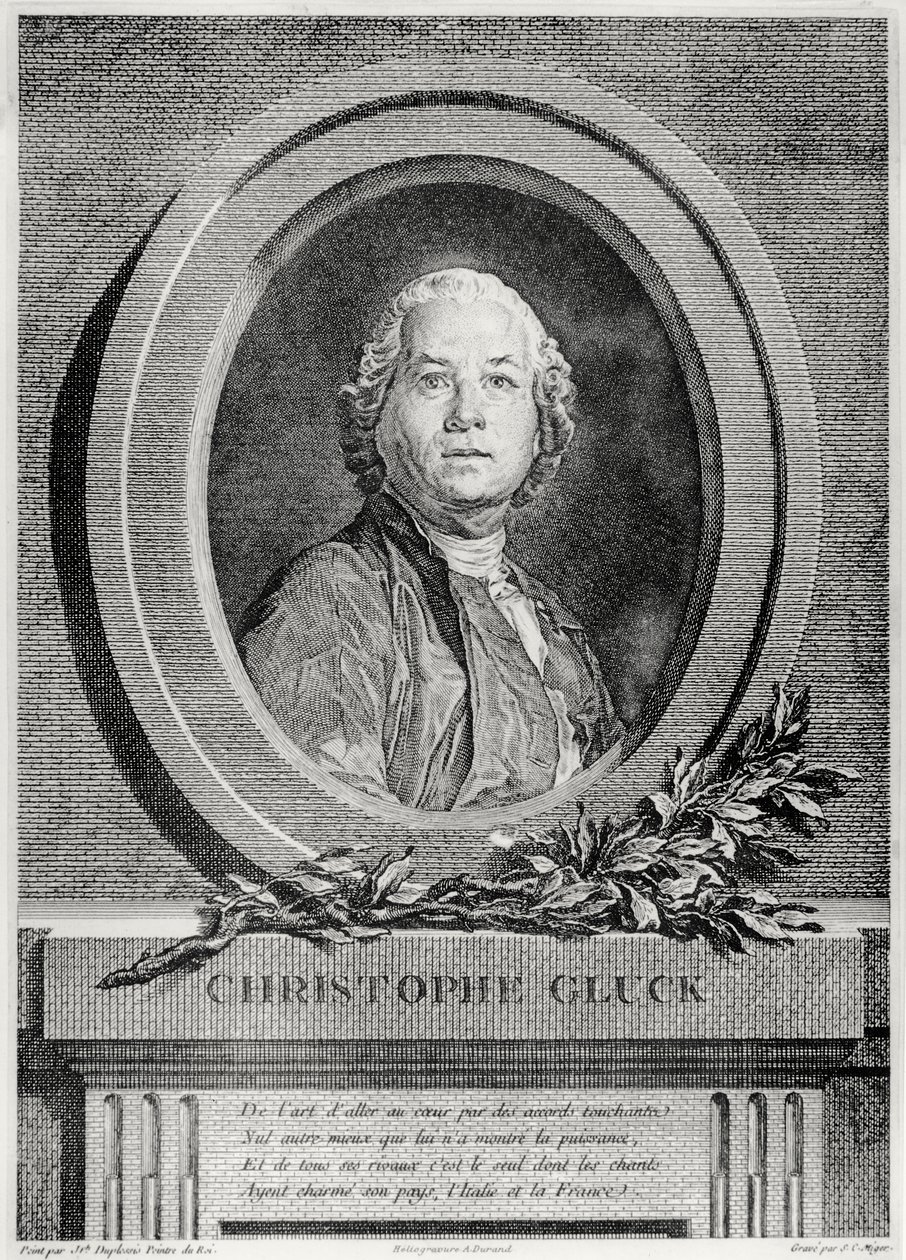 Portrait of Christoph Gluck, German composer, engraved by Simon Charles Miger by Joseph Siffred Duplessis