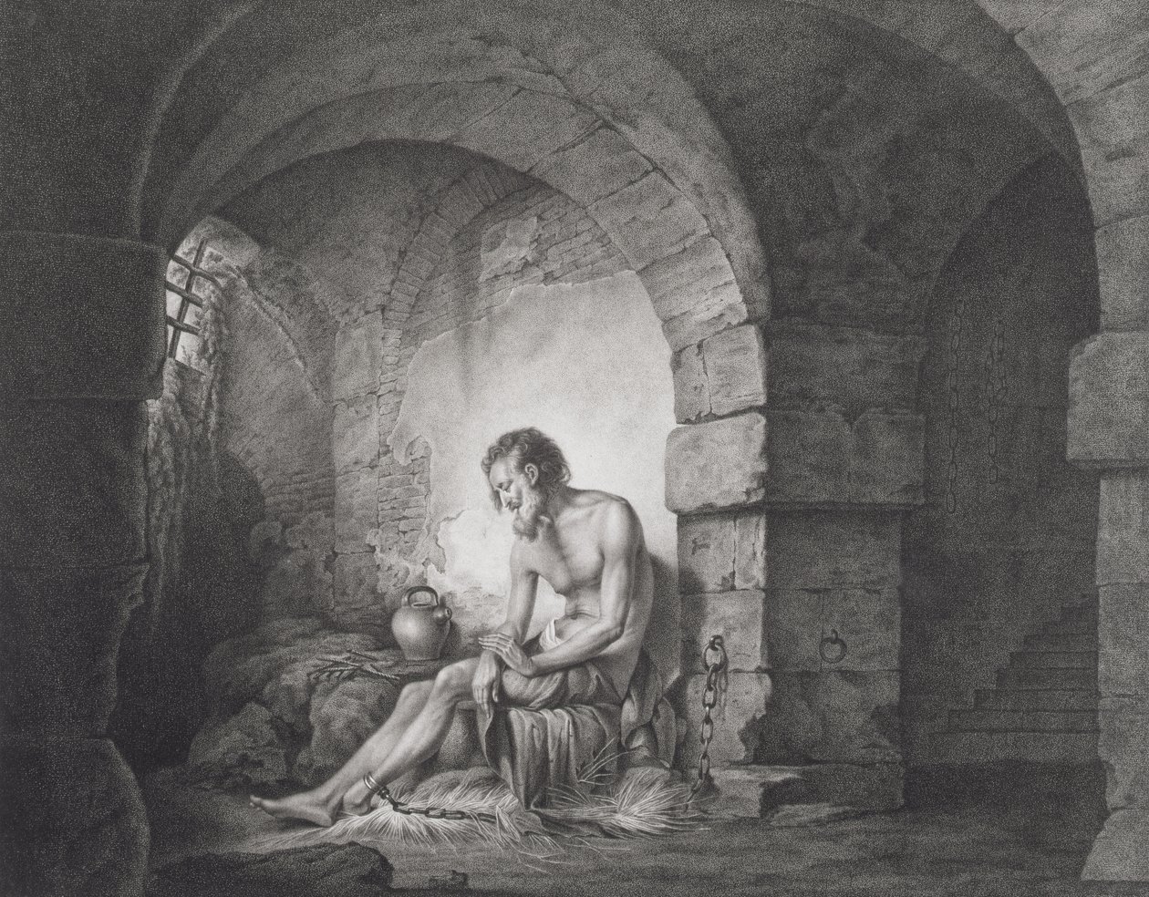 The Captive, Engraved by Thomas Ryder (1786) by Joseph Wright of Derby
