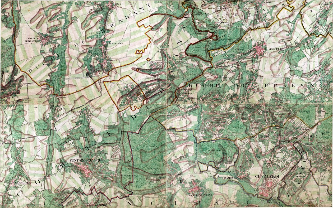 Map of Charleroi, Belgium by Joseph de Ferraris