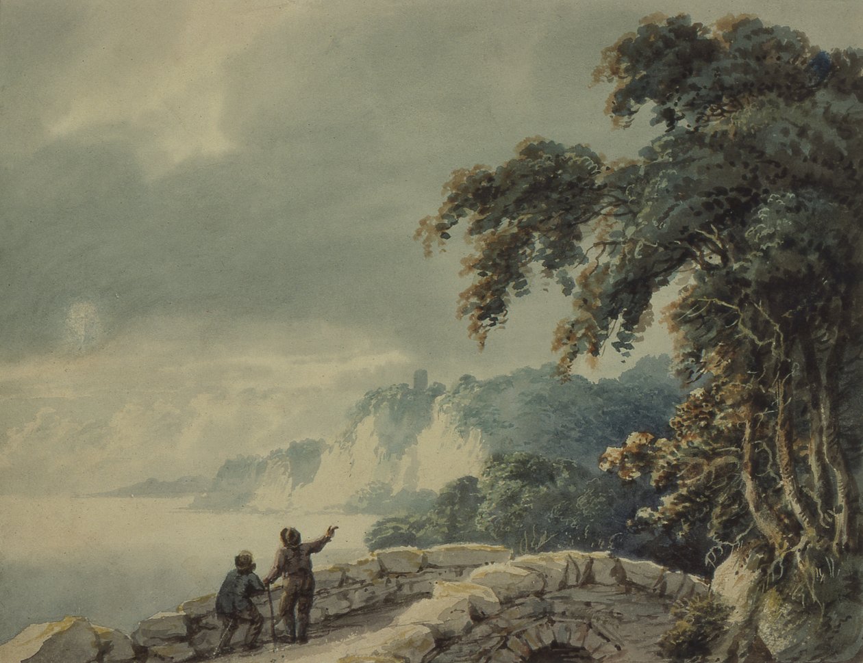 Landscape with Trees, Bridge and Figures by Joseph Barber