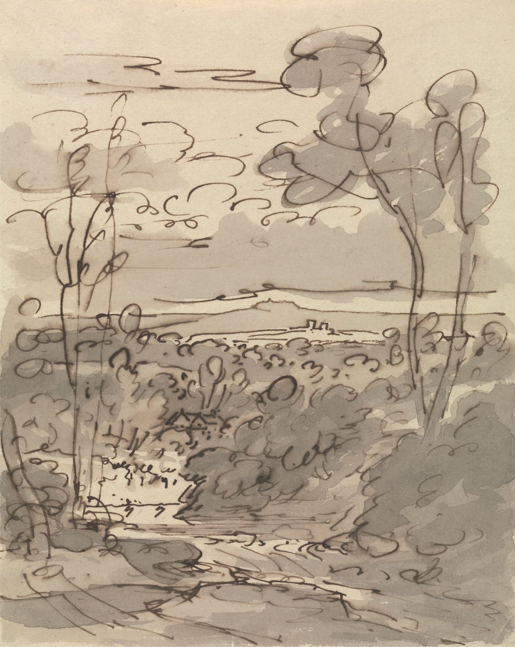 Trees and Hilly Landscape by Joseph Farington