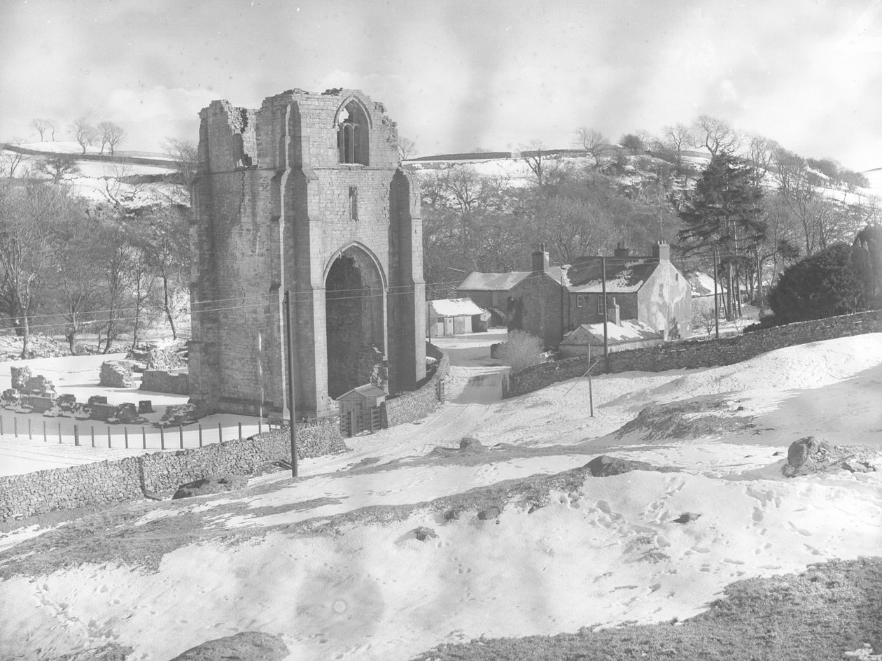 View of Shap Abbey remains in winter by Joseph Hardman