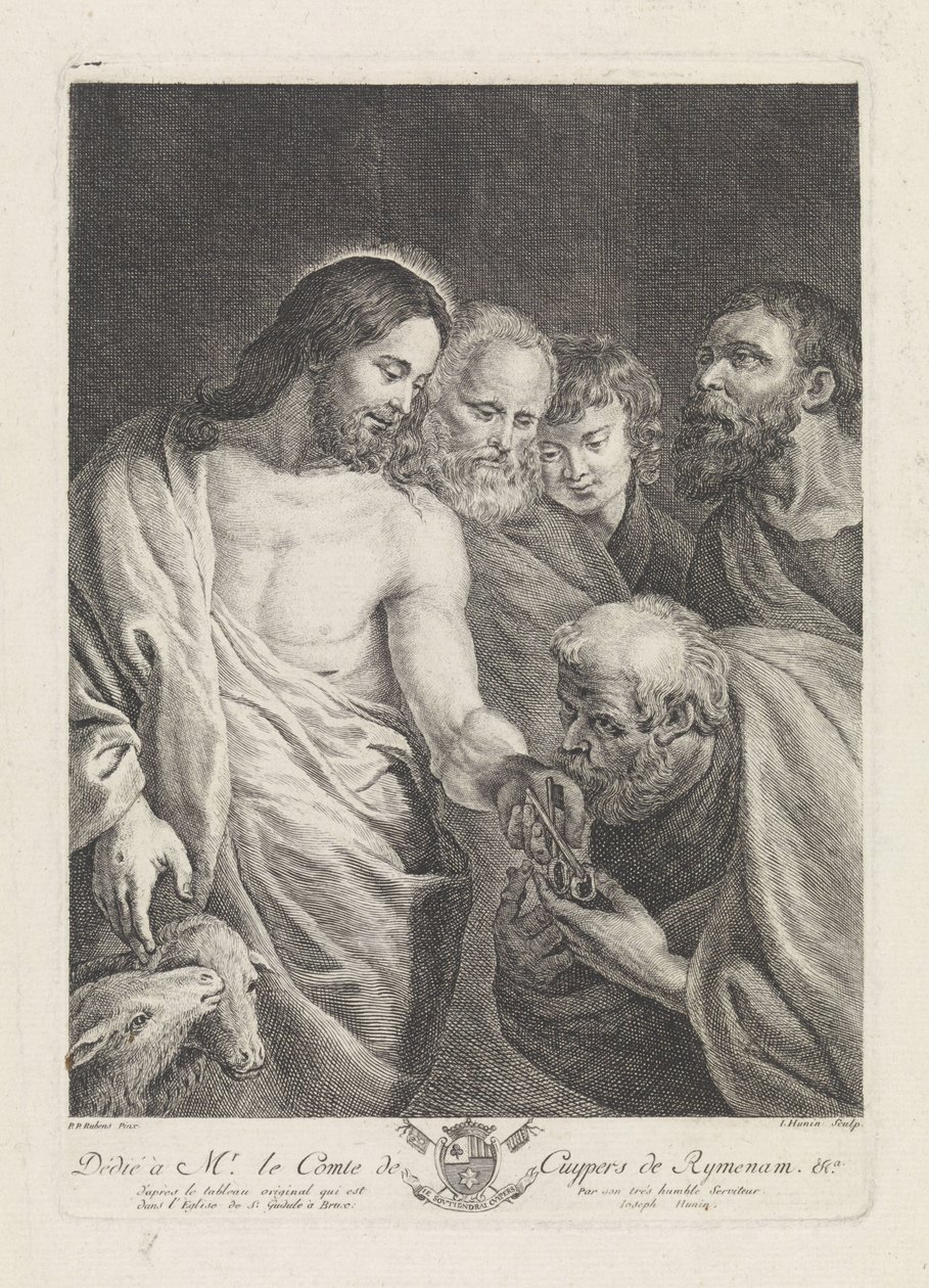 Peter receives the keys from Christ by Joseph Hunin