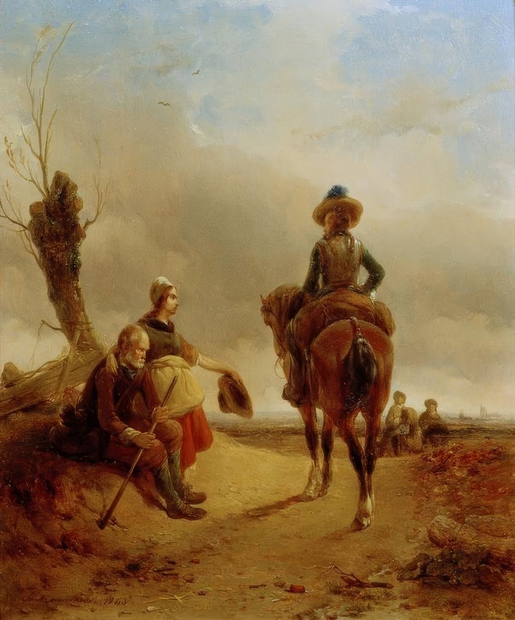 Landscape with Baroque Equestrian Scene by Joseph Jodocus Moerenhout