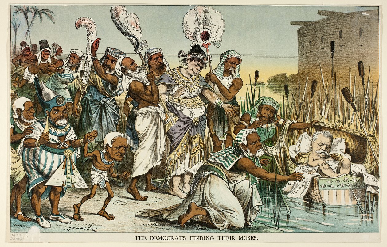 The Democrats Finding Their Moses, from Puck by Joseph Keppler